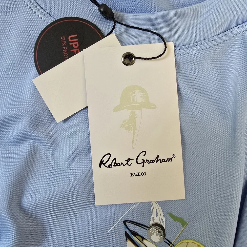 Robert Graham Long Sleeve Rashguard Shirt Size L Mens Golf Cocktail Print NWT